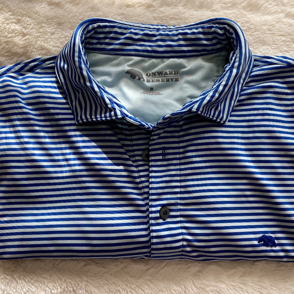 Men’s Onward Reserve Blue & White Polo Shirt [M]